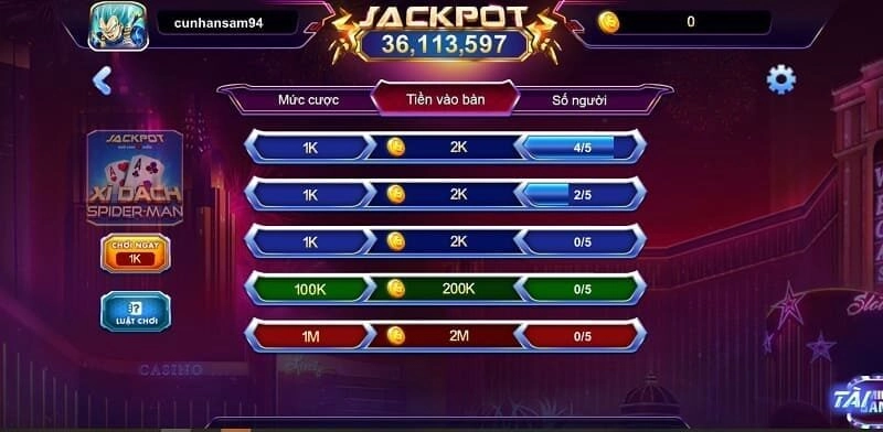 Game bài Xì dách Spiderman – Phiên bản Game đổi thưởng đỉnh cao