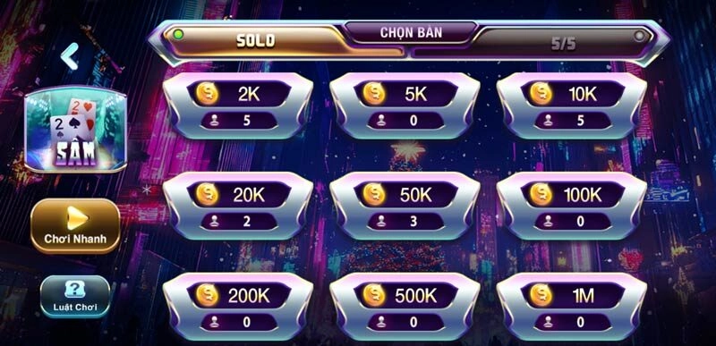 Giao diện sảnh chơi bài Sâm Lốc 789Club