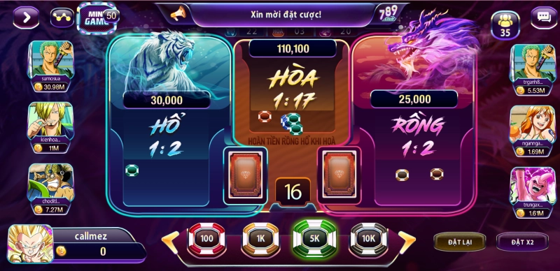 hướng dẫn Rồng Hổ đổi thưởng 789Club
